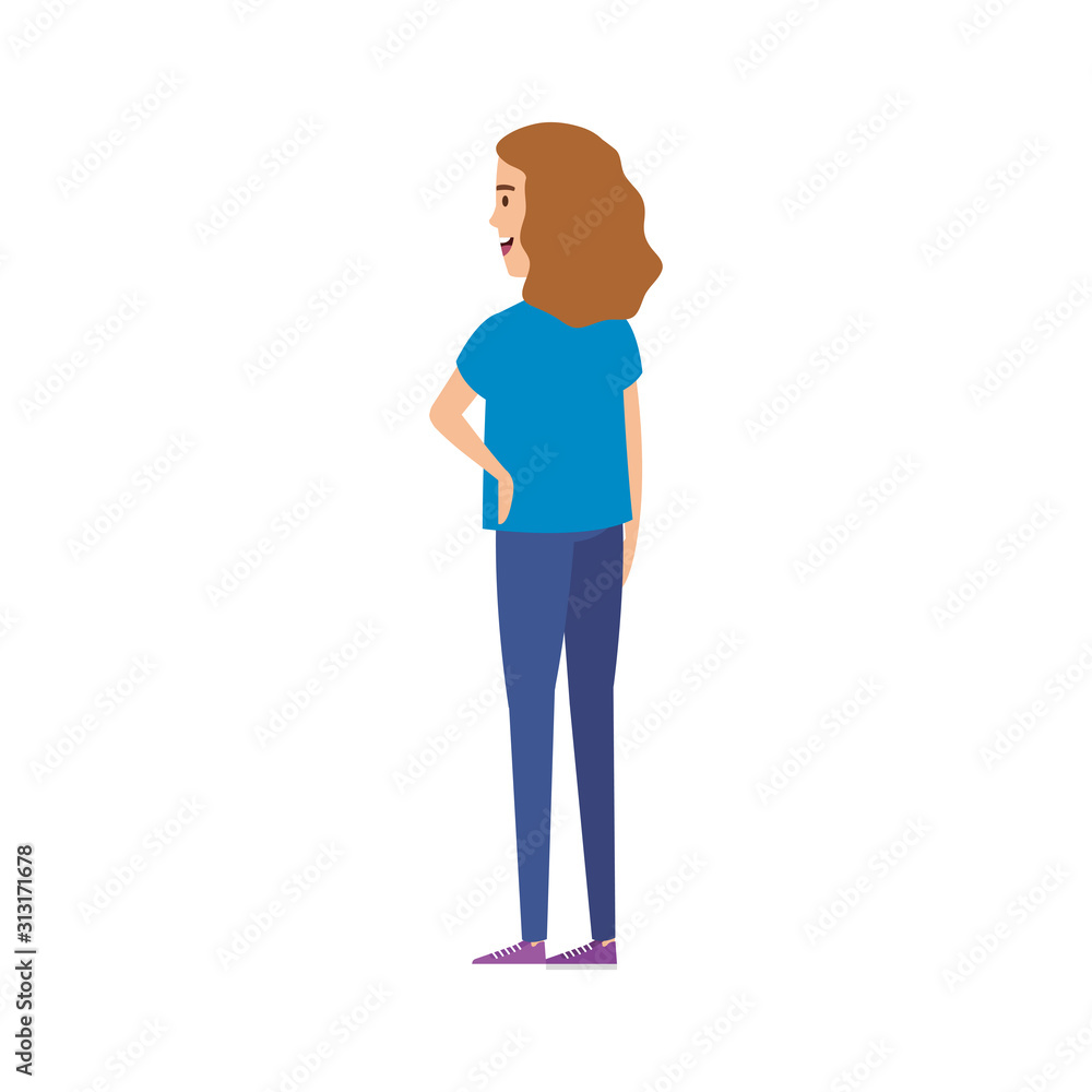 back beautiful woman avatar character icon