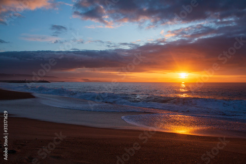 Sunset at the beach with winter sky © WildGlass Photograph