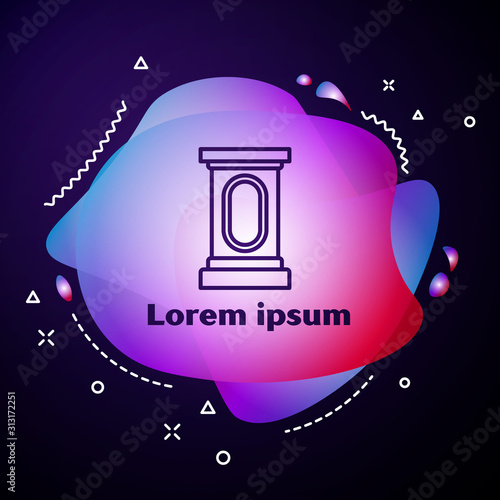 Purple line Stage stand or debate podium rostrum icon isolated on blue background. Conference speech tribune. Abstract banner with liquid shapes. Vector Illustration