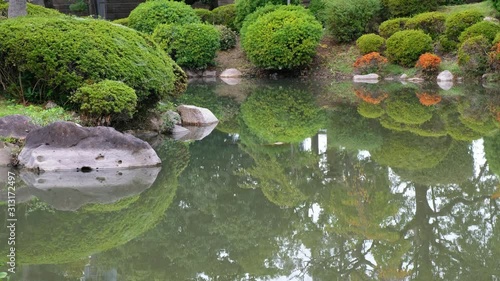 The traditional Japanese garden in the inner bailey of Osaka Castle. Japan photo