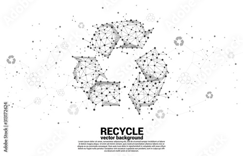 Recycle icon from dot connect line polygon network. Concept for take care Ecology and Environmental
