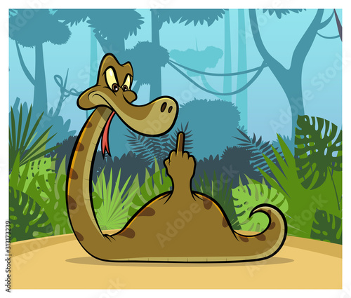 cartoon vector illustration of a snake supper surprise