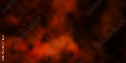 Dark Orange vector backdrop with cumulus. Shining illustration with abstract gradient clouds. Template for websites.