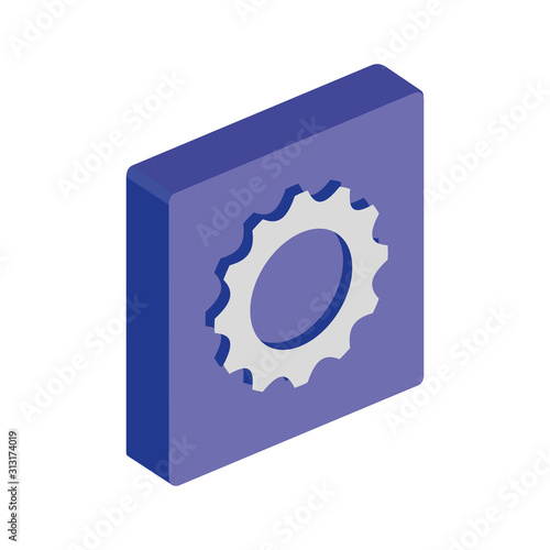 button with gear pinion isolated icon vector illustration design