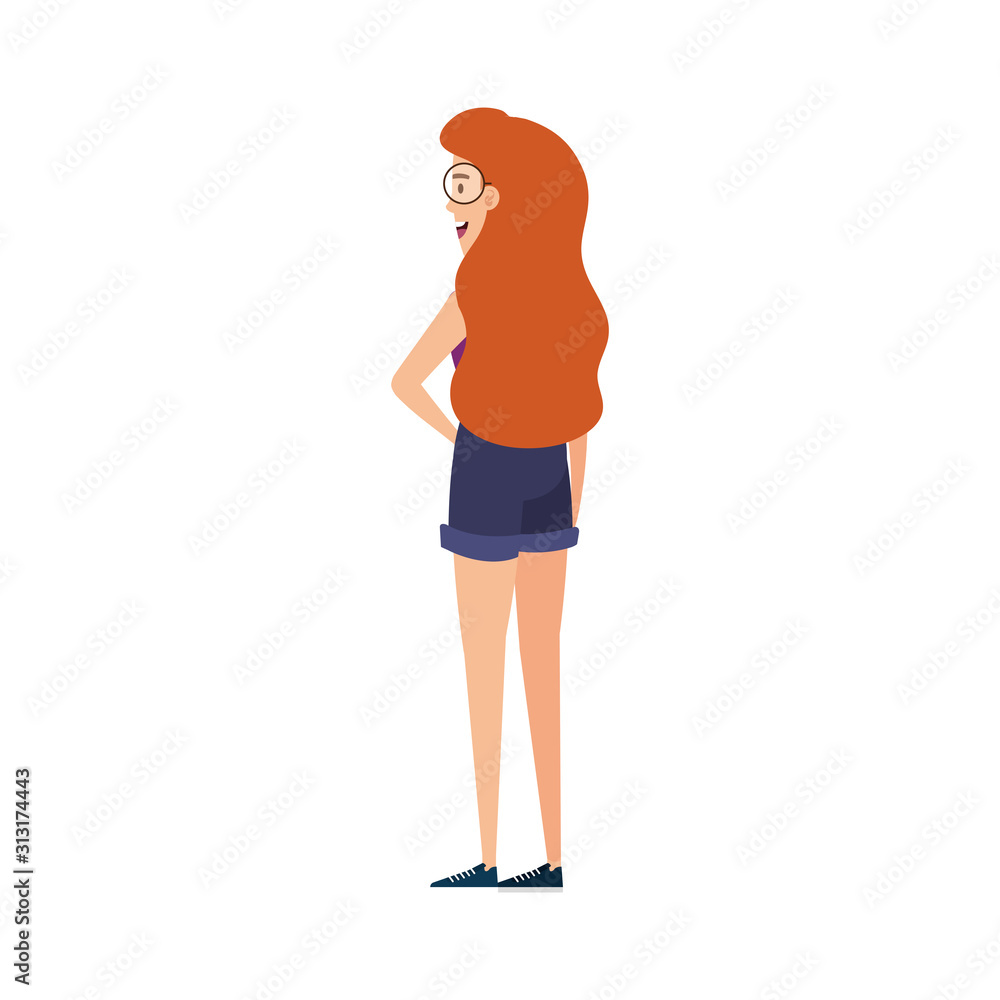 back beautiful woman with red hair and eyeglasses vector illustration design back beautiful woman with red hair and eyeglasses vector illustration design