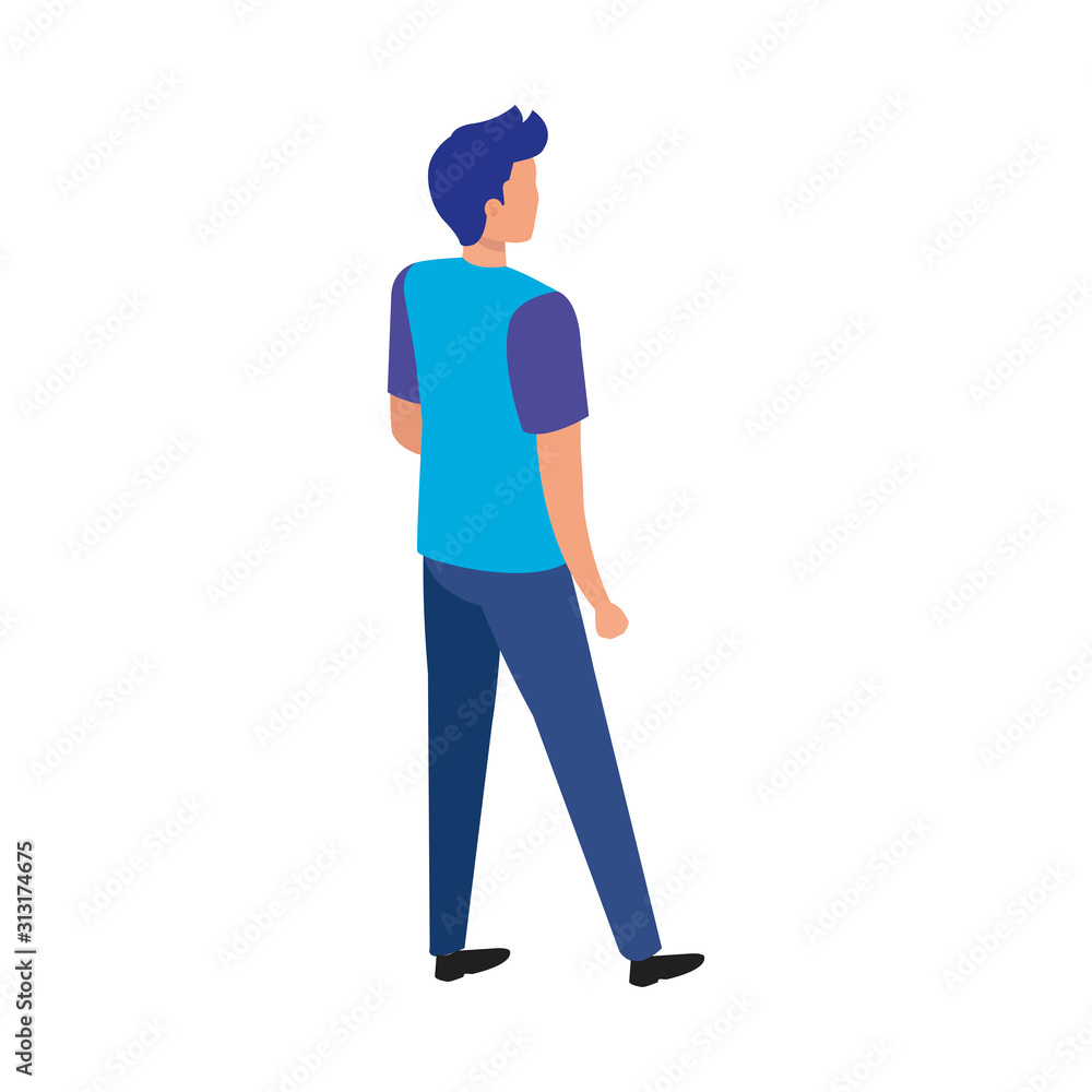 back young man avatar character icon vector illustration design back young man avatar character icon vector illustration design