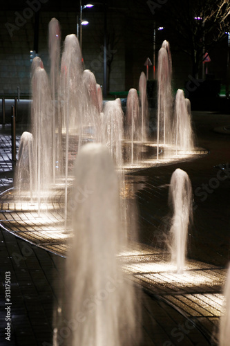 Fountain in the downtown of Bilbao at night