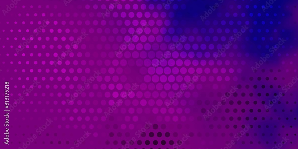 Light Purple, Pink vector texture with disks. Glitter abstract illustration with colorful drops. Pattern for business ads.