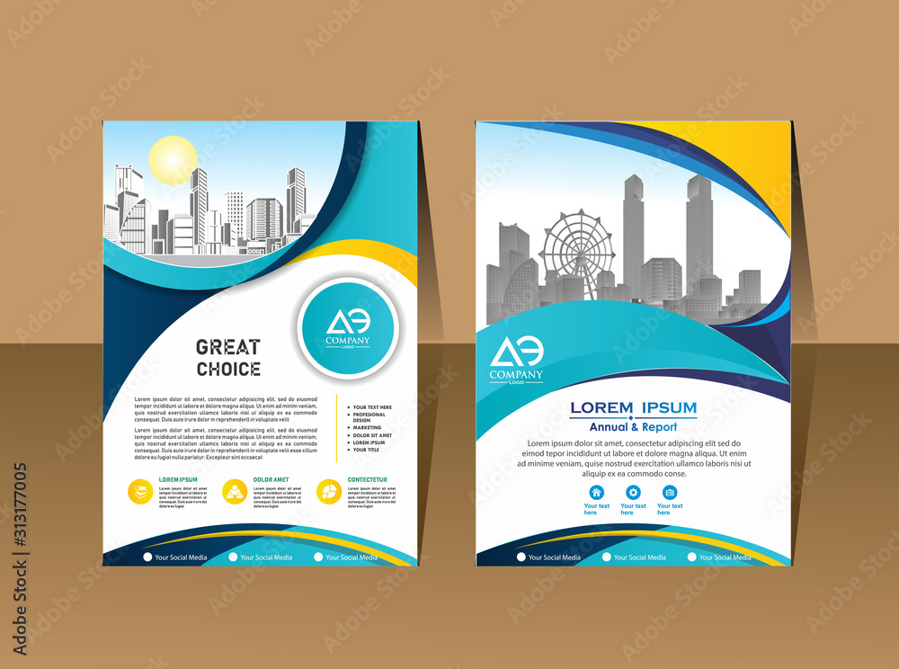 modern cover, brochure, layout for annual report with city background modern cover, brochure, layout for annual report with city background