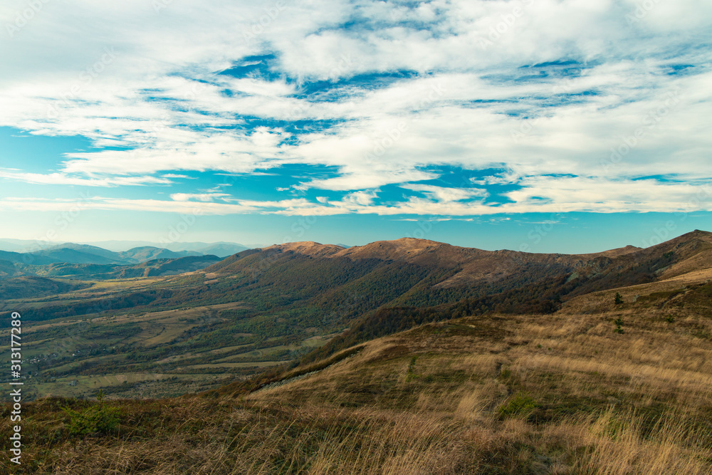 Carpathian Mountains range highland landscape picturesque nature view far from civilization, copy space