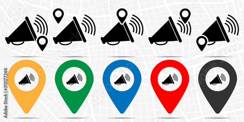 Cinematographic horn icon in location set. Simple glyph, flat illustration element of cinema theme icons