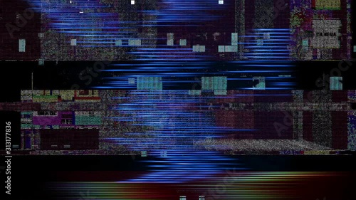 Glitch noise static television VFX. Visual video effects stripes background, tv screen noise glitch effect. Video background, transition effect for video editing real