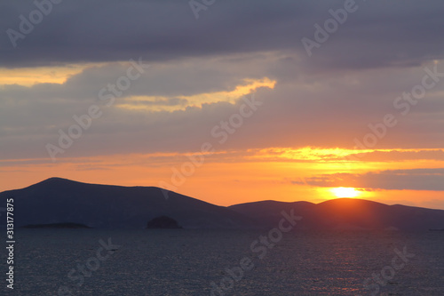 Seaside town of Bodrum and spectacular sunsets. Mugla, Turkey