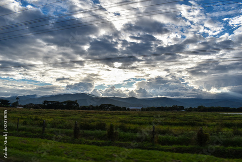 landscape with mountains and clouds