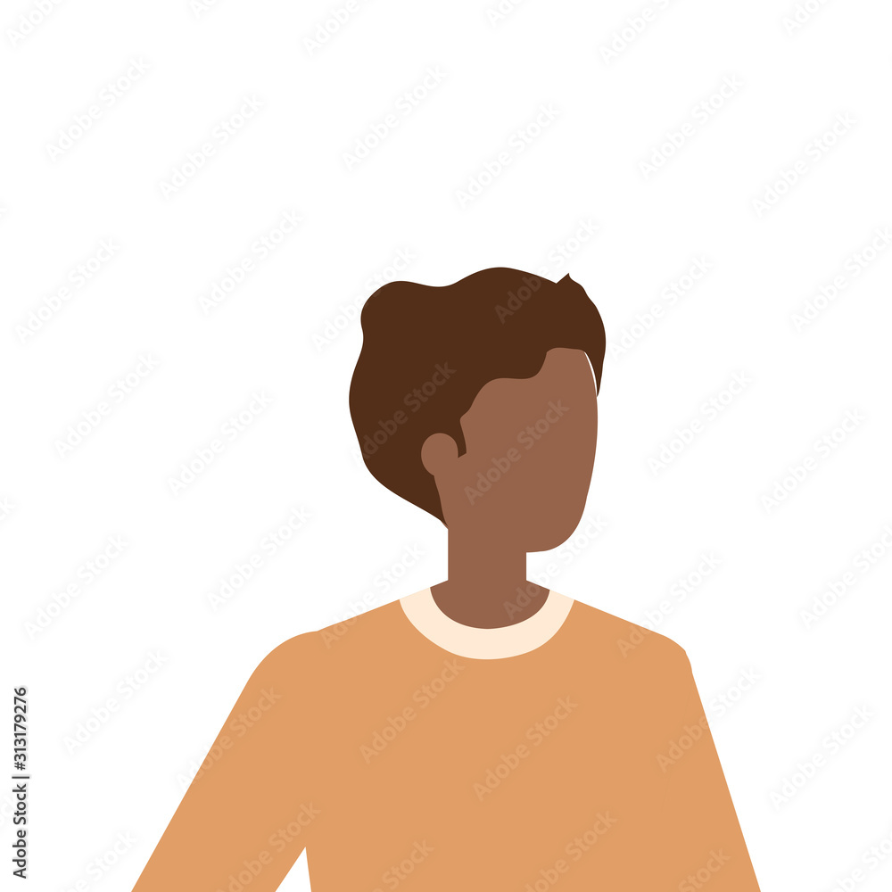 young man afro avatar character icon vector illustration design