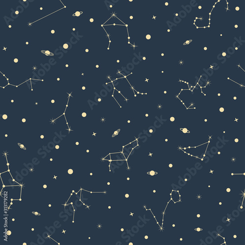 zodiac star constellation horoscope seamless pattern vector background