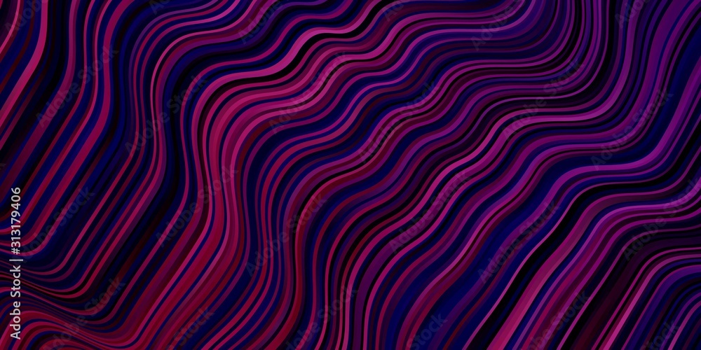 Dark Purple vector background with bent lines. Colorful illustration, which consists of curves. Pattern for commercials, ads.