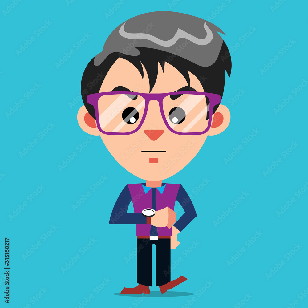 Impatient Guy Cartoon Character Illustration Vector Impatient Guy Cartoon Character Illustration Vector