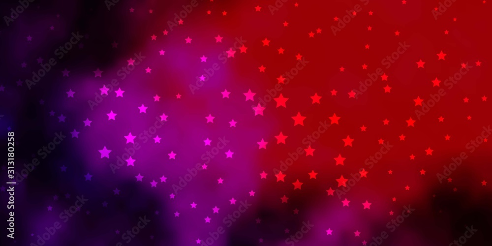 Dark Pink, Red vector texture with beautiful stars. Colorful illustration with abstract gradient stars. Design for your business promotion.