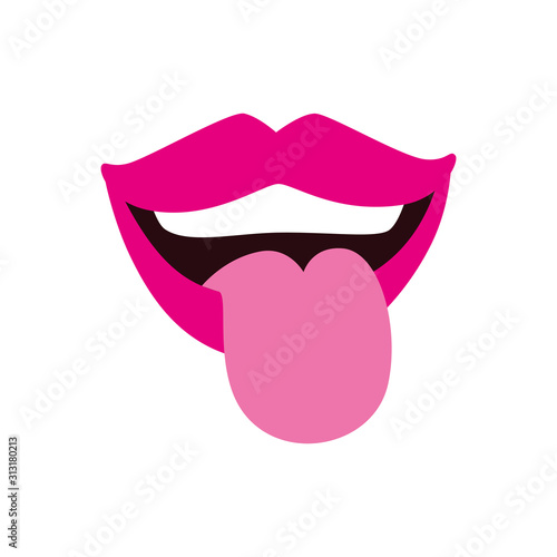 sexy mouth with tongue out pop art style icon vector illustration design