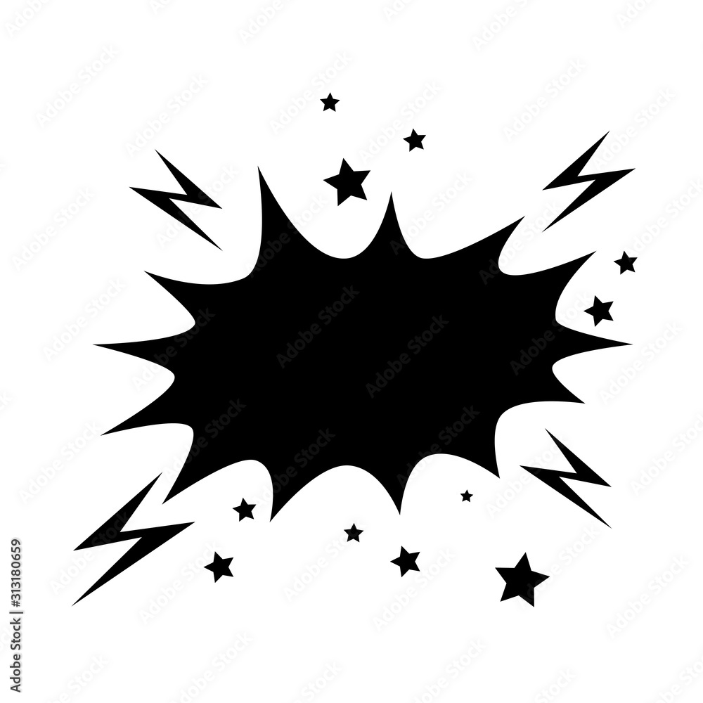 silhouette of explosion with thunderbolts pop art style icon vector illustration design