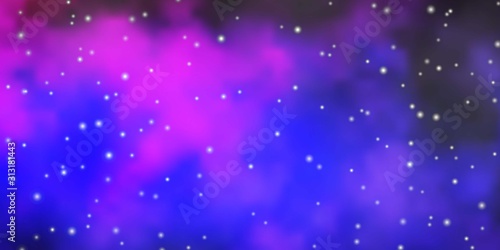 Dark Purple, Pink vector layout with bright stars. Shining colorful illustration with small and big stars. Pattern for websites, landing pages.