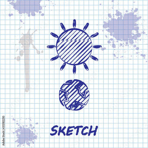 Sketch line Solstice icon isolated on white background. Vector Illustration
