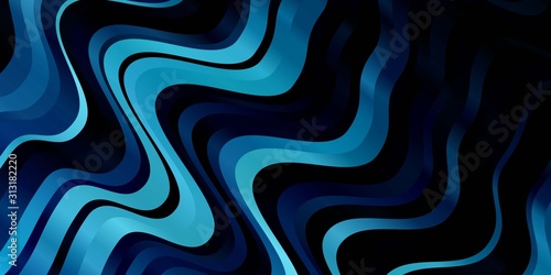 Dark BLUE vector template with lines. Abstract illustration with gradient bows. Best design for your posters, banners.