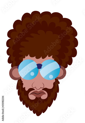 Shaggy hair with fancy shades and goggles