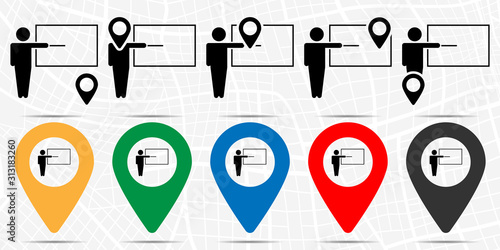 Teacher icon in location set. Simple glyph, flat illustration element of education theme icons