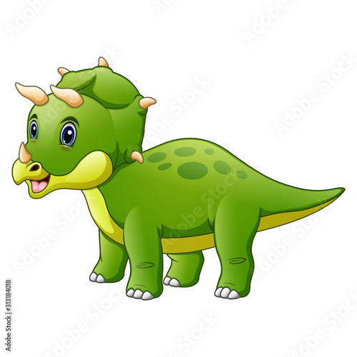 Canvas Print Dinosaur Triceratops cartoon isolated on white background