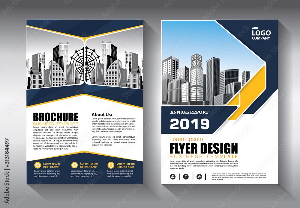 Business abstract vector template. Brochure design, cover modern layout, annual report, poster, flyer in A4 with colorful triangles, geometric shapes for tech, science, market with light background