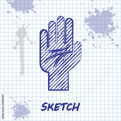 Sketch line Palmistry of the hand icon isolated on white background. Vector Illustration