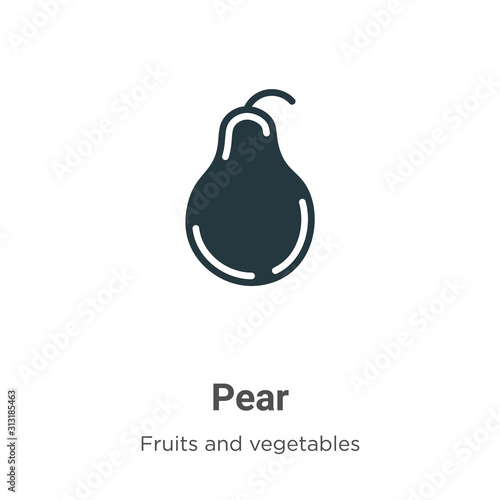 Pear glyph icon vector on white background. Flat vector pear icon symbol sign from modern fruits collection for mobile concept and web apps design.