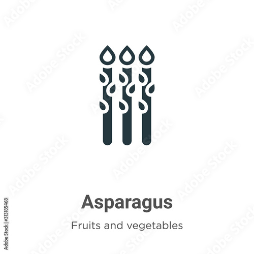 Asparagus glyph icon vector on white background. Flat vector asparagus icon symbol sign from modern fruits collection for mobile concept and web apps design.