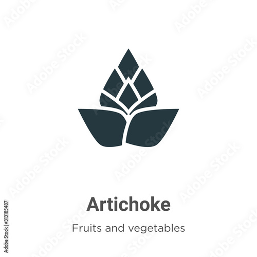 Artichoke glyph icon vector on white background. Flat vector artichoke icon symbol sign from modern fruits collection for mobile concept and web apps design.
