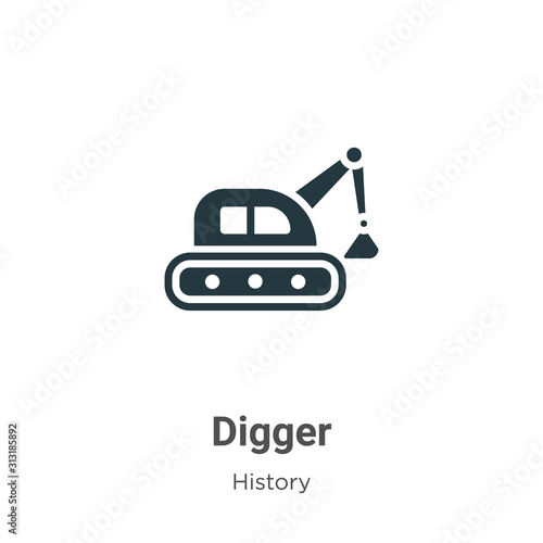 Digger glyph icon vector on white background. Flat vector digger icon symbol sign from modern history collection for mobile concept and web apps design.