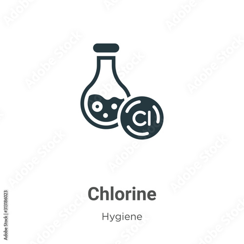 Chlorine glyph icon vector on white background. Flat vector chlorine icon symbol sign from modern hygiene collection for mobile concept and web apps design.