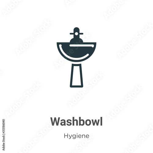Washbowl glyph icon vector on white background. Flat vector washbowl icon symbol sign from modern hygiene collection for mobile concept and web apps design.