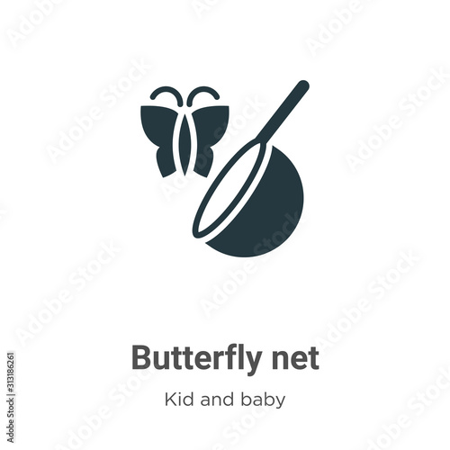 Butterfly net glyph icon vector on white background. Flat vector butterfly net icon symbol sign from modern kids and baby collection for mobile concept and web apps design.