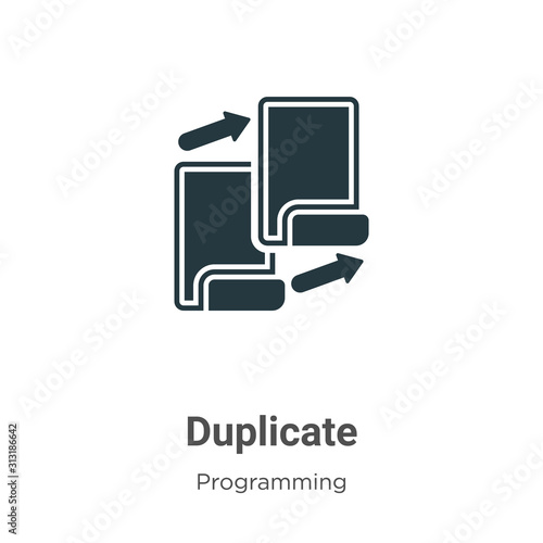 Duplicate glyph icon vector on white background. Flat vector duplicate icon symbol sign from modern programming collection for mobile concept and web apps design.