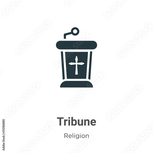 Tribune glyph icon vector on white background. Flat vector tribune icon symbol sign from modern religion collection for mobile concept and web apps design.