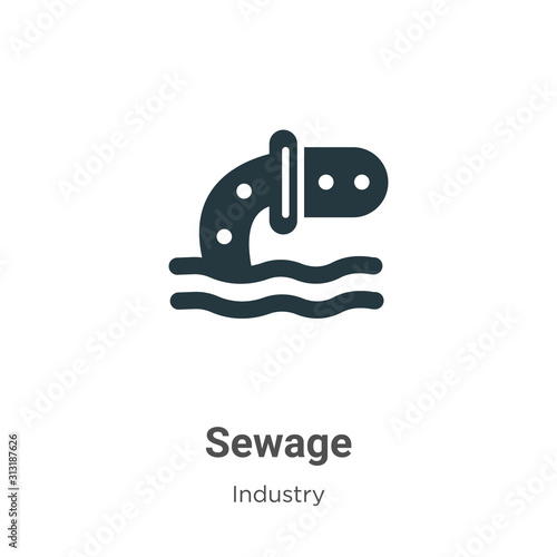 Sewage glyph icon vector on white background. Flat vector sewage icon symbol sign from modern industry collection for mobile concept and web apps design.