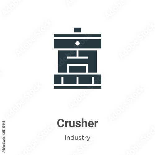 Crusher glyph icon vector on white background. Flat vector crusher icon symbol sign from modern industry collection for mobile concept and web apps design.