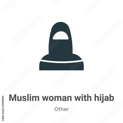 Muslim woman with hijab glyph icon vector on white background. Flat vector muslim woman with hijab icon symbol sign from modern other collection for mobile concept and web apps design.
