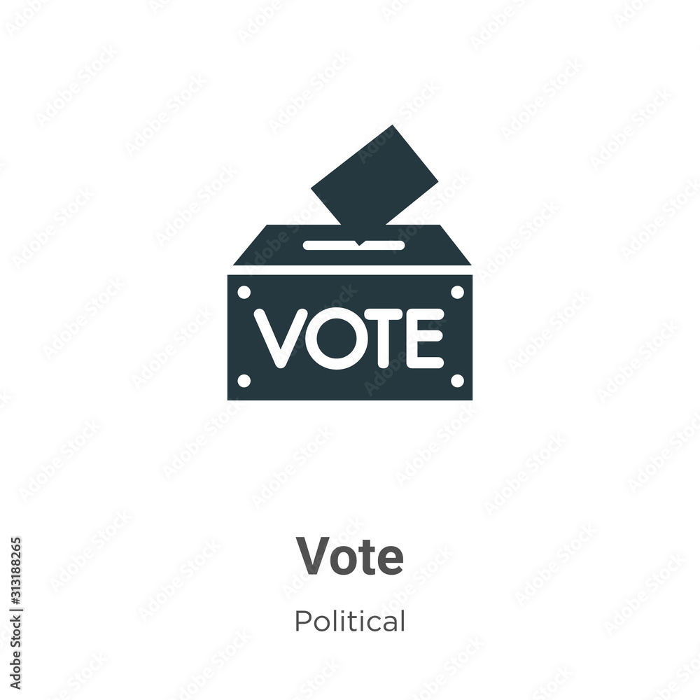 Vote glyph icon vector on white background. Flat vector vote icon symbol sign from modern political collection for mobile concept and web apps design.