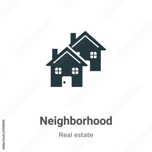 Neighborhood glyph icon vector on white background. Flat vector neighborhood icon symbol sign from modern real estate collection for mobile concept and web apps design.