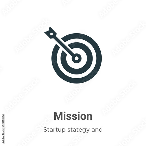 Mission glyph icon vector on white background. Flat vector mission icon symbol sign from modern startup collection for mobile concept and web apps design.