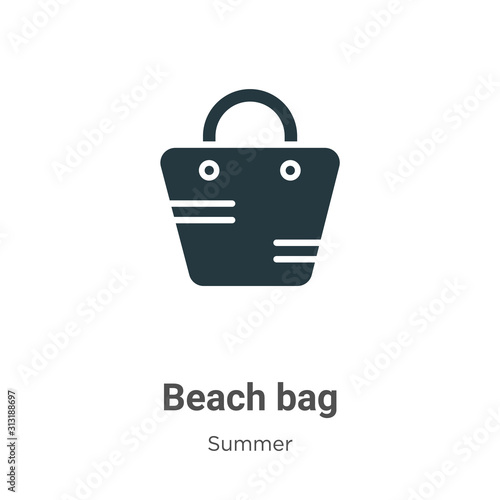 Beach bag glyph icon vector on white background. Flat vector beach bag icon symbol sign from modern summer collection for mobile concept and web apps design.