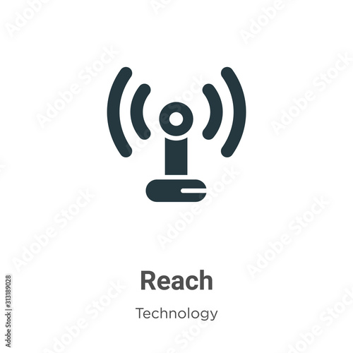 Reach glyph icon vector on white background. Flat vector reach icon symbol sign from modern technology collection for mobile concept and web apps design.